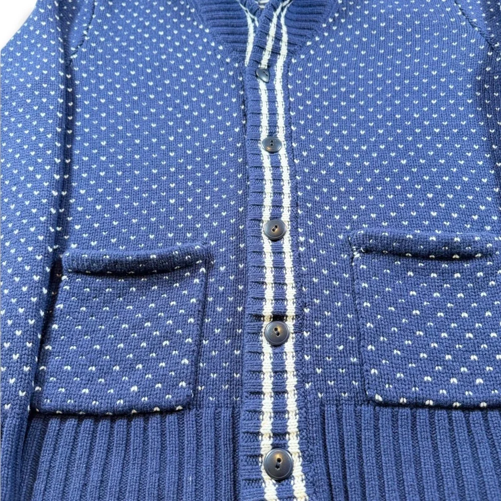 J.Crew Merino Wool Birdseye Shawl Collar Cardigan Mens Large Navy Blue